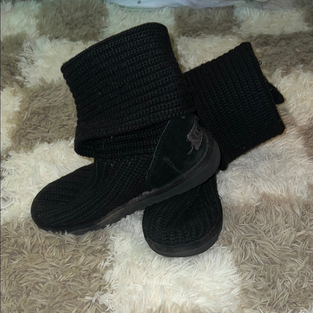 UGG Kids Black Knit Boots